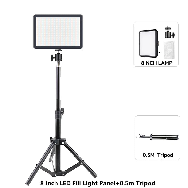 Luz de Videoconferência LED para Fotografia, Luz de Preenchimento Dimmable para Estúdio de Fotografia, Lâmpada de Preenchimento para Transmissão ao Vivo no Tiktok e Youtube