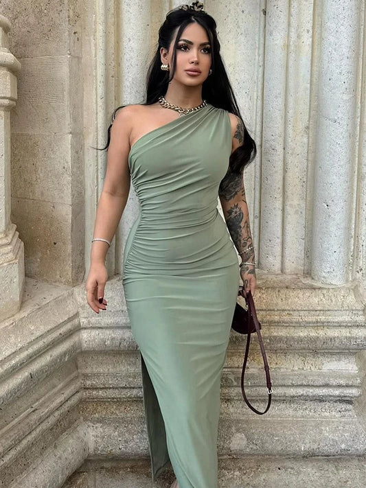 Verão Maxi Vestido Mulheres Sexy Split Moda Sem Mangas Sem Encosto Slim Vestido Feminino Casual Streetwear Club Elegantes Vestidos de Festa