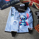 Lilo&stitch Hip Hop Jaquetas Jeans com Capuz para Homens Roupas Femininas Outono Inverno Jaqueta Masculina Patchwork Jaqueta Jeans Streetwear Roupas