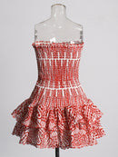 TWOTWINSTYLE Cut Out Bainha em camadas Vestido Sexy Para Mulheres Sem Alças Sem Mangas Fora Do Ombro Cintura Alta Mini Vestidos Roupas Femininas