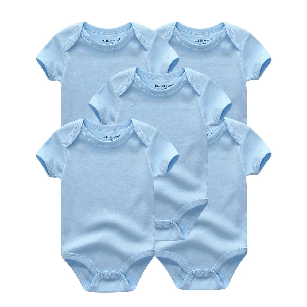 Kiddiezoom 5 Pçs/lote Quatro Estações Moda Dos Desenhos Animados de Manga Curta Do Bebê Menino Menina Bodysuits Macio 100% Algodão Recém-nascido Onesies Roupas