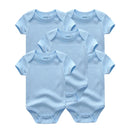 Kiddiezoom 5 Pçs/lote Quatro Estações Moda Dos Desenhos Animados de Manga Curta Do Bebê Menino Menina Bodysuits Macio 100% Algodão Recém-nascido Onesies Roupas