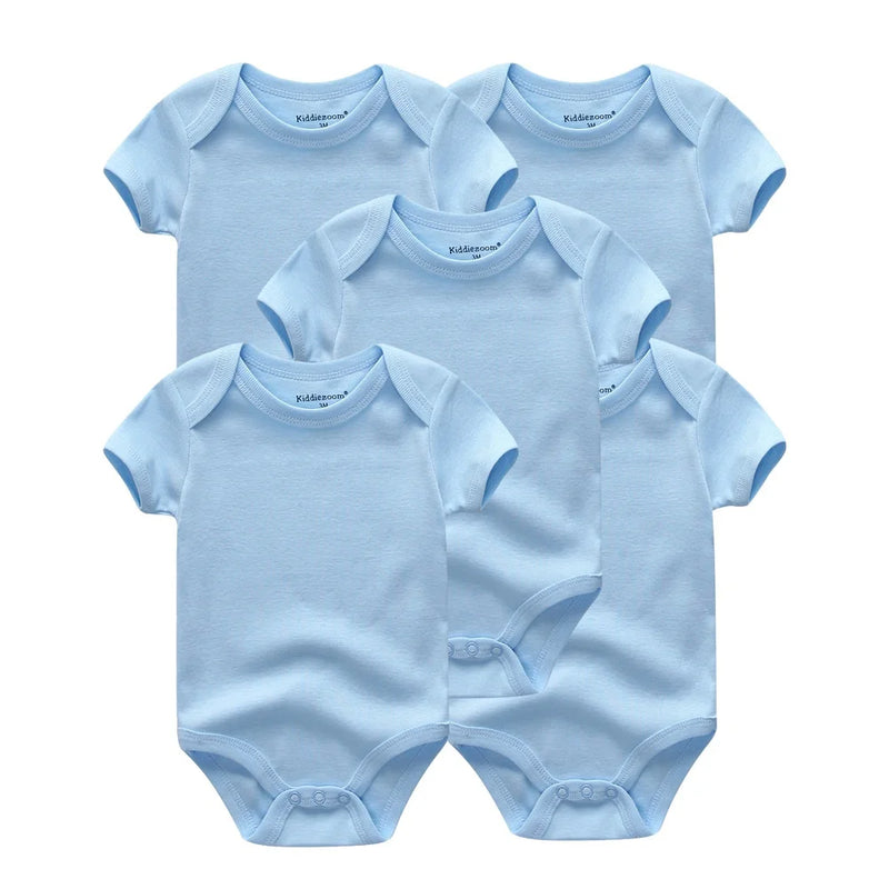 Kiddiezoom 5 Pçs/lote Quatro Estações Moda Dos Desenhos Animados de Manga Curta Do Bebê Menino Menina Bodysuits Macio 100% Algodão Recém-nascido Onesies Roupas