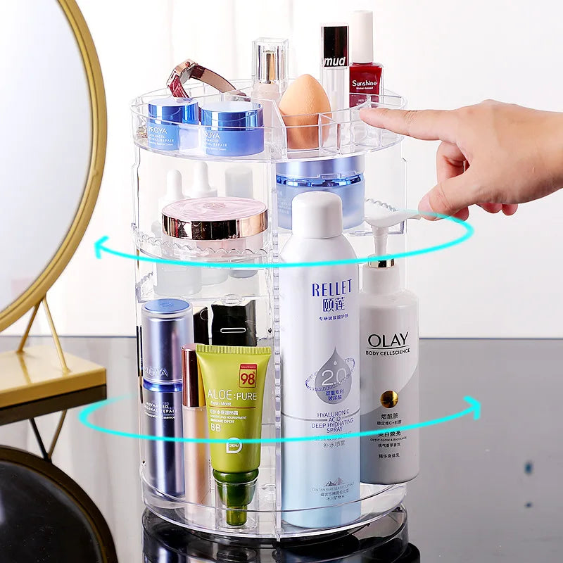 Armário de Armazenamento de Cosméticos Transparente Rotativo com Prateleira de Acrílico de Alta Capacidade