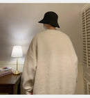 Suéter de gola redonda, cor sólida, básico, masculino, feminino, outono, inverno, parcimonioso, simples, casal, suéter de malha, quente, macio