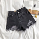 Coreano Shorts Jeans Mulheres Moda Verão Casual Cintura Alta Rasgado Jeans Bolso Borla Y2K Hot Pants Streetwear Calças Azuis