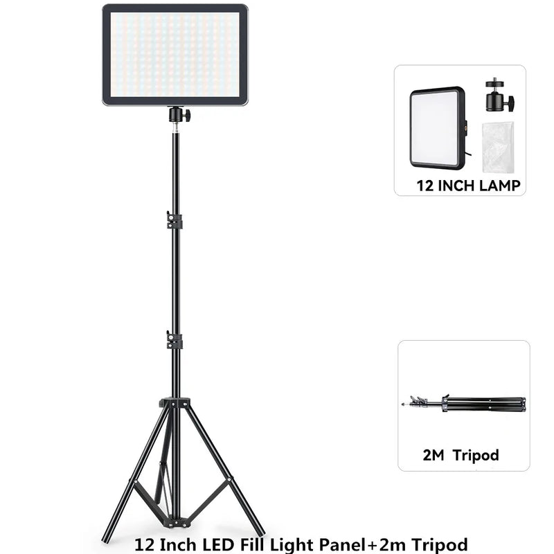 Luz de Videoconferência LED para Fotografia, Luz de Preenchimento Dimmable para Estúdio de Fotografia, Lâmpada de Preenchimento para Transmissão ao Vivo no Tiktok e Youtube