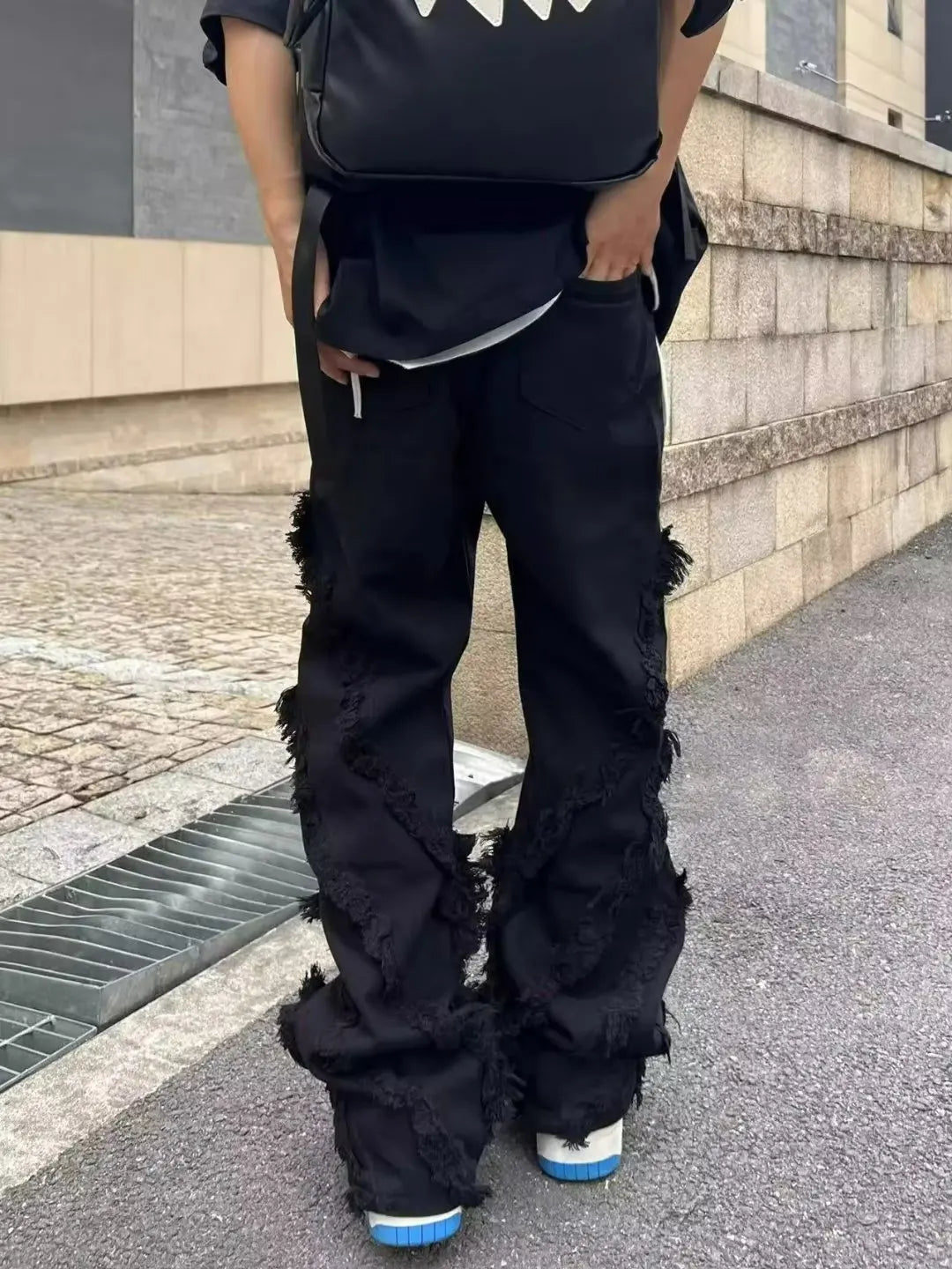 Jeans de Rua Estilo Americano Erosão Danos Raw Edge para Homens Estilo Harajuku Dança Reta Jeans Brancos Roupas Y2k para Mulheres