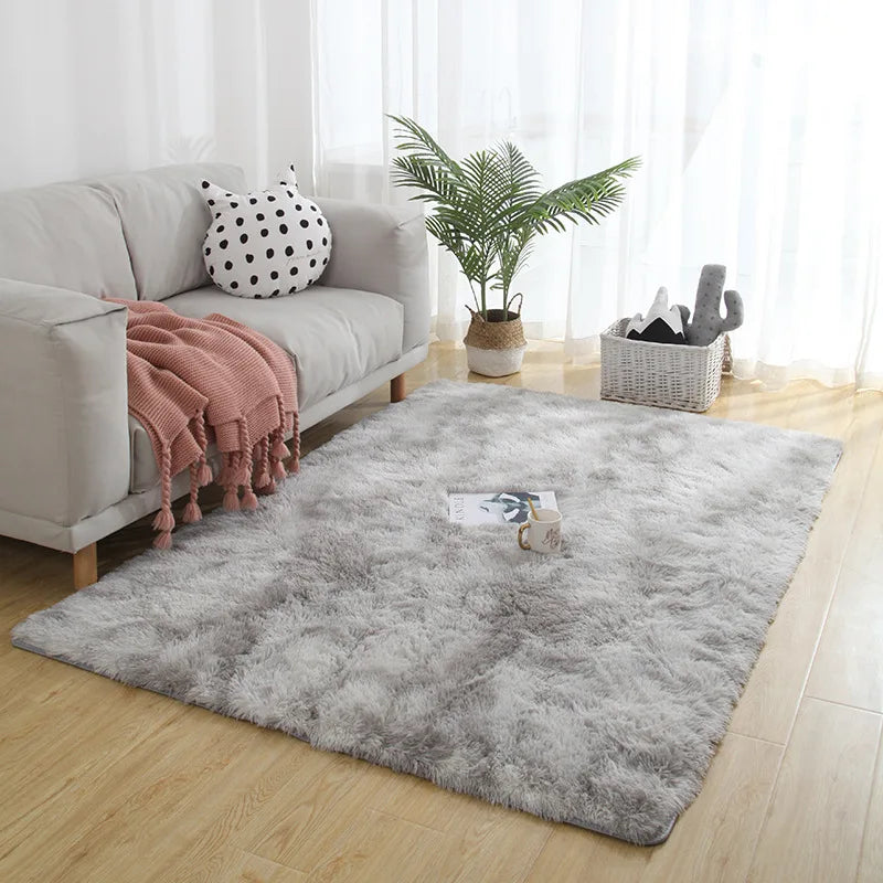 Tapete cinza para sala de estar Tapete de pelúcia Cama Quarto Chão Tapetes fofos Antiderrapantes Tapetes de decoração para casa Tapetes de veludo macio Cobertor de quarto infantil