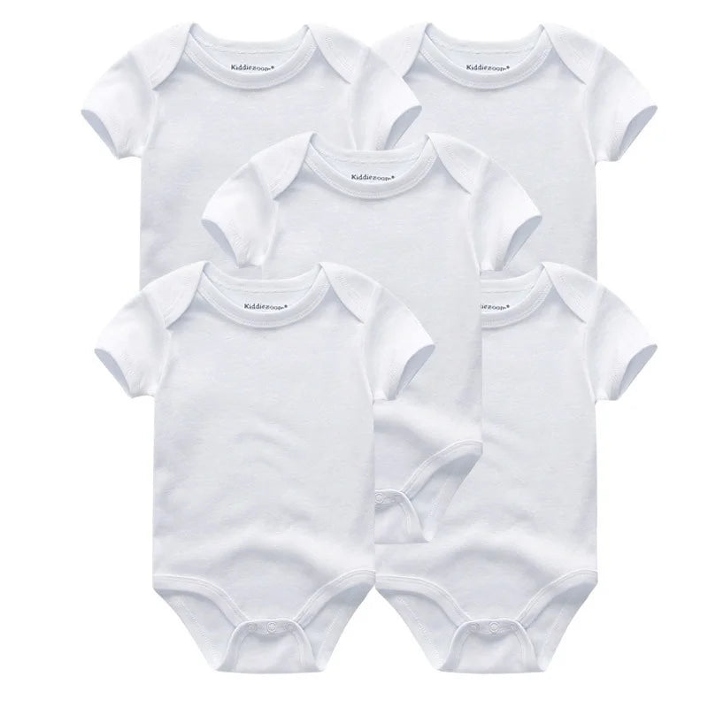 Kiddiezoom 5 Pçs/lote Quatro Estações Moda Dos Desenhos Animados de Manga Curta Do Bebê Menino Menina Bodysuits Macio 100% Algodão Recém-nascido Onesies Roupas
