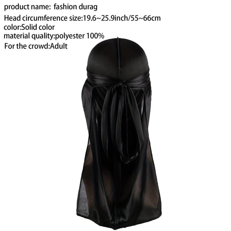 Boné Bandana Durag de Seda Masculino com Cauda Longa para Ondas