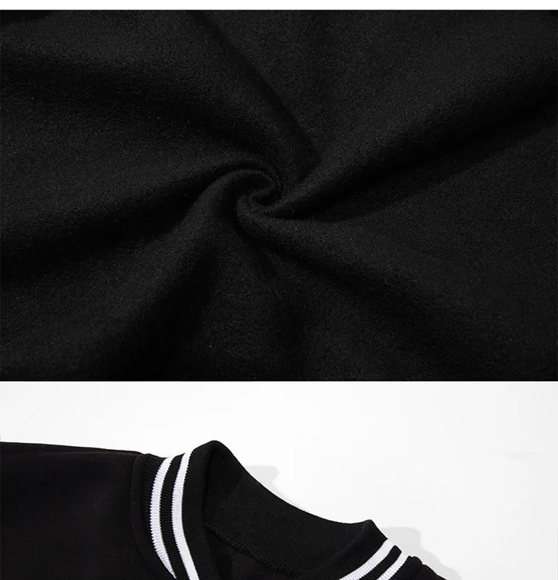 Preto Cinza Branco Cor Sólida Jaqueta Solta Oversize S-5XL Roupas Masculinas Mulheres Uniforme de Beisebol Casaco de Rua Jaquetas Macias de Lã Quente
