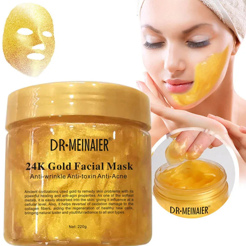 Máscara facial de sono reparadora com colágeno e ouro 24K 250g
