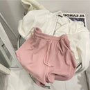 Rosa Malha Casual Trunks Mulheres Cintura Alta Perna Larga Emagrecimento Branco Cintura Elástica Corrida Fitness Leggings