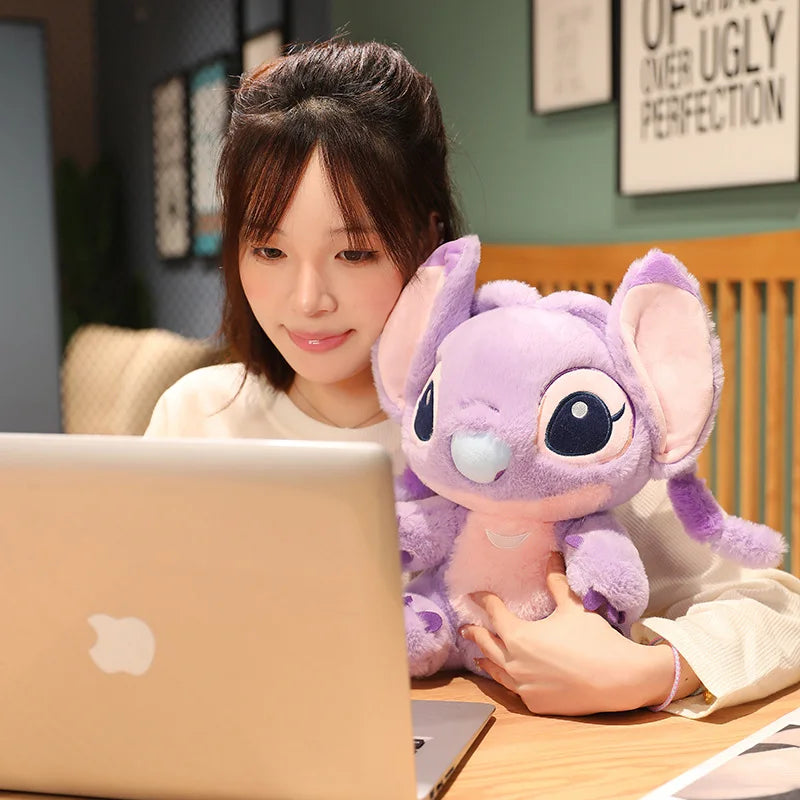 Miniso Kawaii Disney Lilo & Stitch Brinquedo de Pelúcia Kawaii Soft Blue Purple Elf Disney Lilo & Stitch Boneco de Pelúcia Anime Filme Presente de Natal