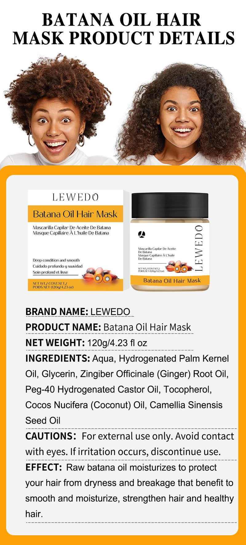 Máscara Capilar Batana Óleo Condicionador Batana 100% Natural Cuidados com o Cabelo Previne a Queda Nutre Pontas Secas Melhora a Maciez