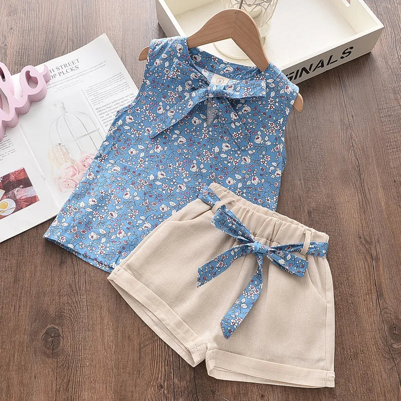 Novo Verão Bebê Meninas Roupas Crianças Sem Mangas Colete Shorts 2 Pçs/jogos Roupas Da Criança Infantil Moda Traje Crianças Fatos De Treino