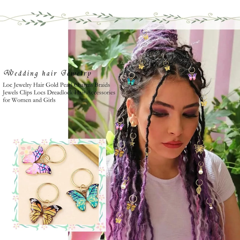 20 Peças Presilhas de Trança Borboleta Acessórios de Cabelo com Cristais Pingentes de Borboletas Coloridas Charme Pérola Brilhante Acessórios de Cabelo