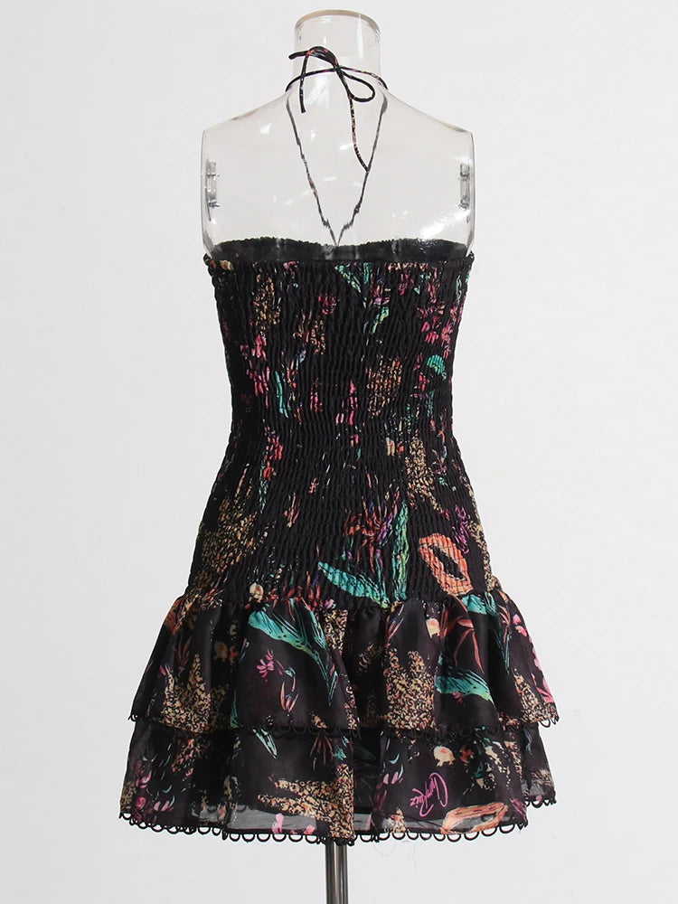 TWOTWINSTYLE Cut Out Bainha em camadas Vestido Sexy Para Mulheres Sem Alças Sem Mangas Fora Do Ombro Cintura Alta Mini Vestidos Roupas Femininas