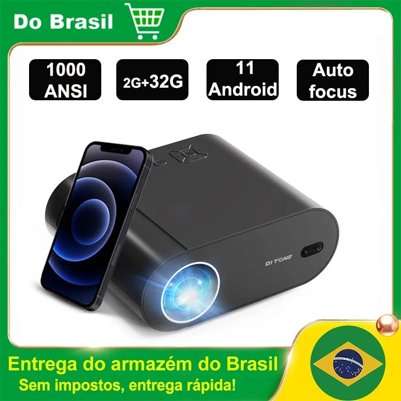 DITONG proyector 4k projetor led 1080p Android com Dual WiFi 6 e Bluetooth AutoFocus Home Theater HD Native smart home