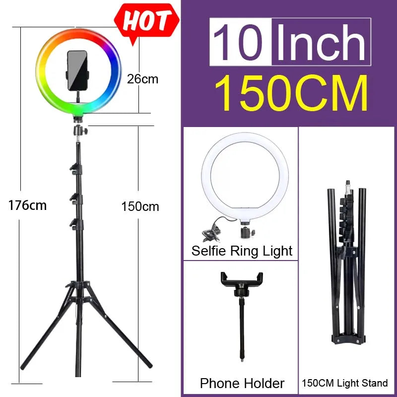 Luz de Anel LED 14 polegadas para Fotografia - Tripé com Luz de Anel para Transmissão ao Vivo