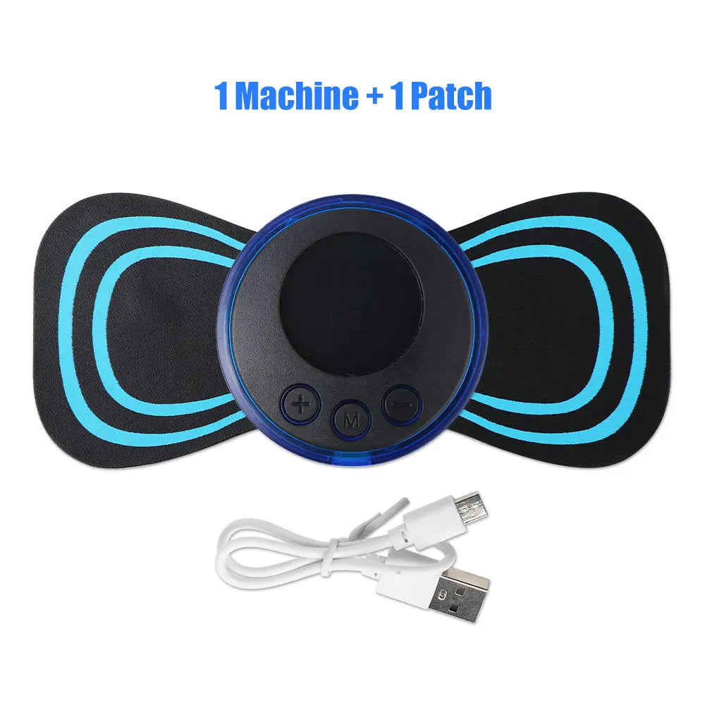 Mini massageador de pescoço EMS portátil Maca de pescoço elétrica para alívio da dor muscular cervical e remendo de massagem de relaxamento de ombro