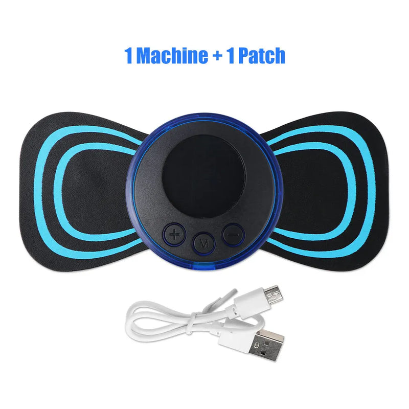 Mini massageador de pescoço EMS portátil Maca de pescoço elétrica para alívio da dor muscular cervical e remendo de massagem de relaxamento de ombro