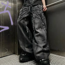 Gótico Retro Oversized Baggy Fit Unisex Mopping Pants Y2K Phantom Jeans High Street Spider Bordado Patch Hip Hop Streetwear