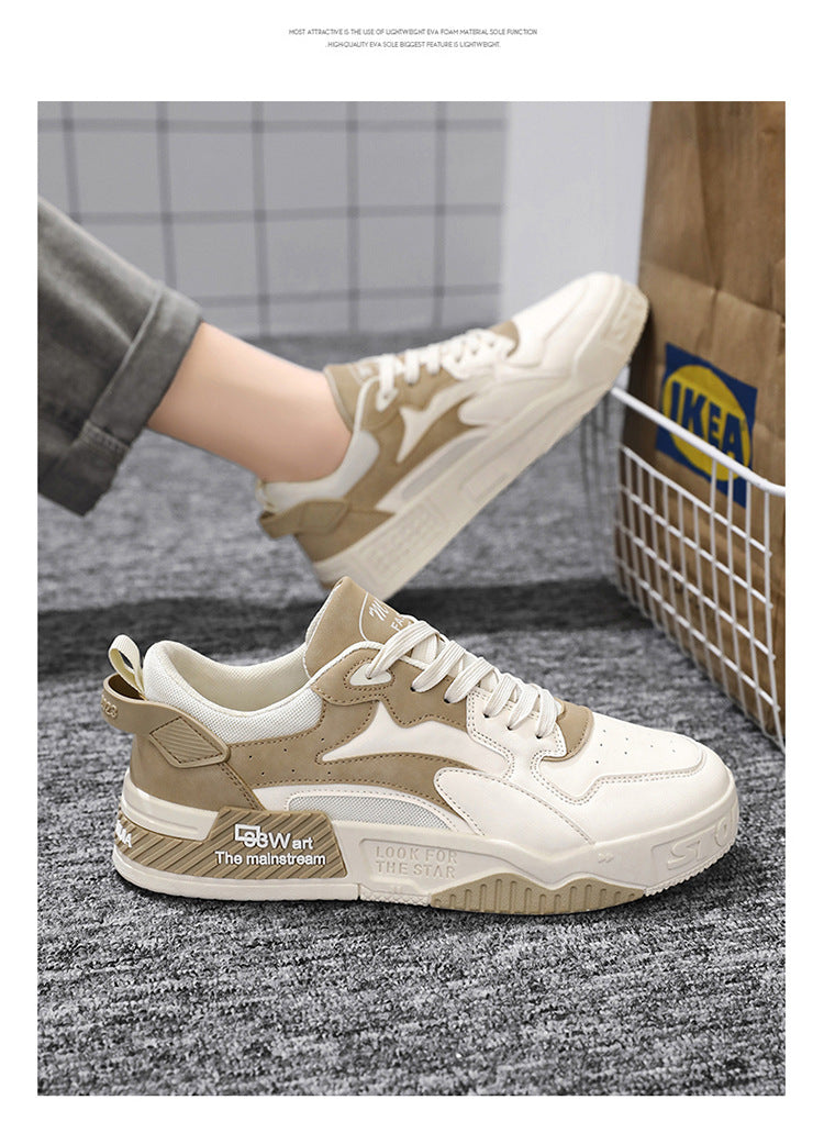Novos Tênis Masculinos de Outono Sapatos de Plataforma Confortáveis Masculinos 2023 Tendência Lace-up Sapatos Vulcanizados Branco Tênis Casuais Tênis