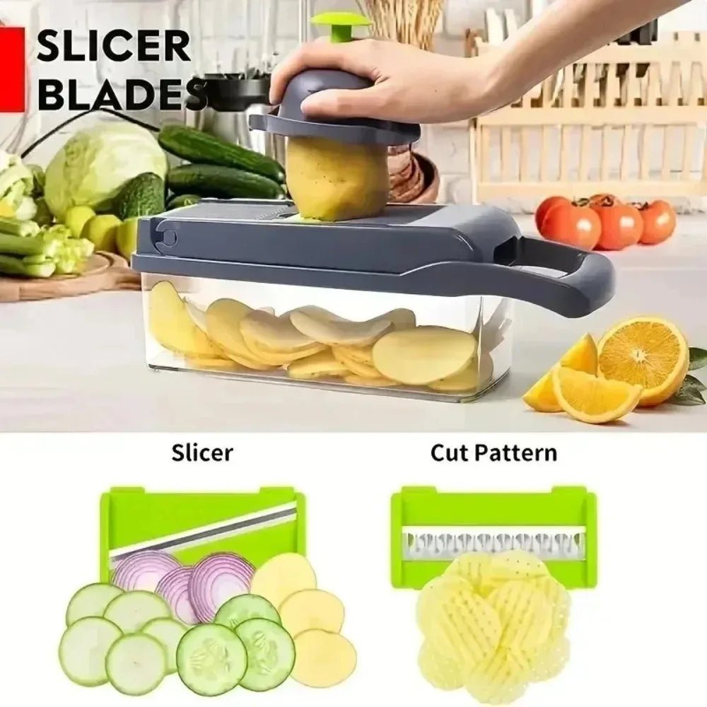 16/25 em 1 Cortador Multifuncional de Legumes com Cabo Ralador de Alimentos Cortador de Legumes Fatiador Picador Itens de Cozinha Ferramenta de cocina