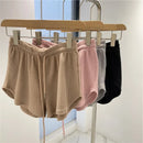 Rosa Malha Casual Trunks Mulheres Cintura Alta Perna Larga Emagrecimento Branco Cintura Elástica Corrida Fitness Leggings