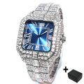 UNIGUET Relógio de Quartzo Azul Para Homens Moda Praça Iced Out Relógio Homem Hip Hop Diamante Jóias Relógio de Pulso Rock Boy Reloj Hombre