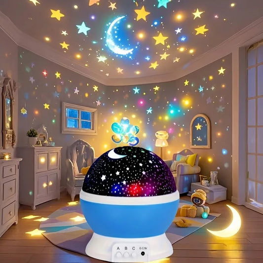 Lâmpada Projetora de Galáxia 360° com Luz Noturna de Estrelas e Lua, 16 Modos de Cores, Decoração de Quarto para Casa/Crianças/Festas com Iluminação Ambiente