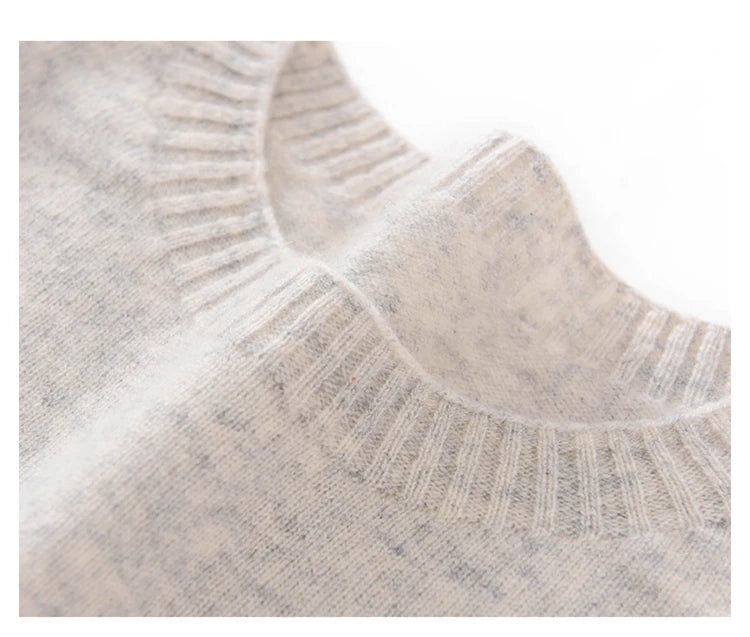 Pulôver feminino outono/inverno 100% puro suéter de caxemira casual suéter de malha gola redonda solto Tops básico versátil Blusa