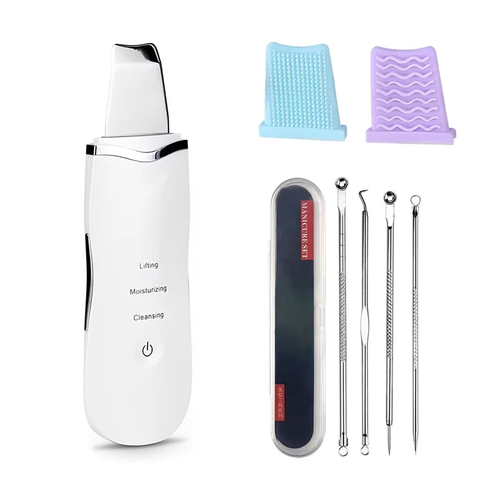 Raspador de pele ultrassônico Peeling Removedor de cravo Limpeza facial profunda Lifting Acne Pore Cleaner Espátula facial Limpador de pá