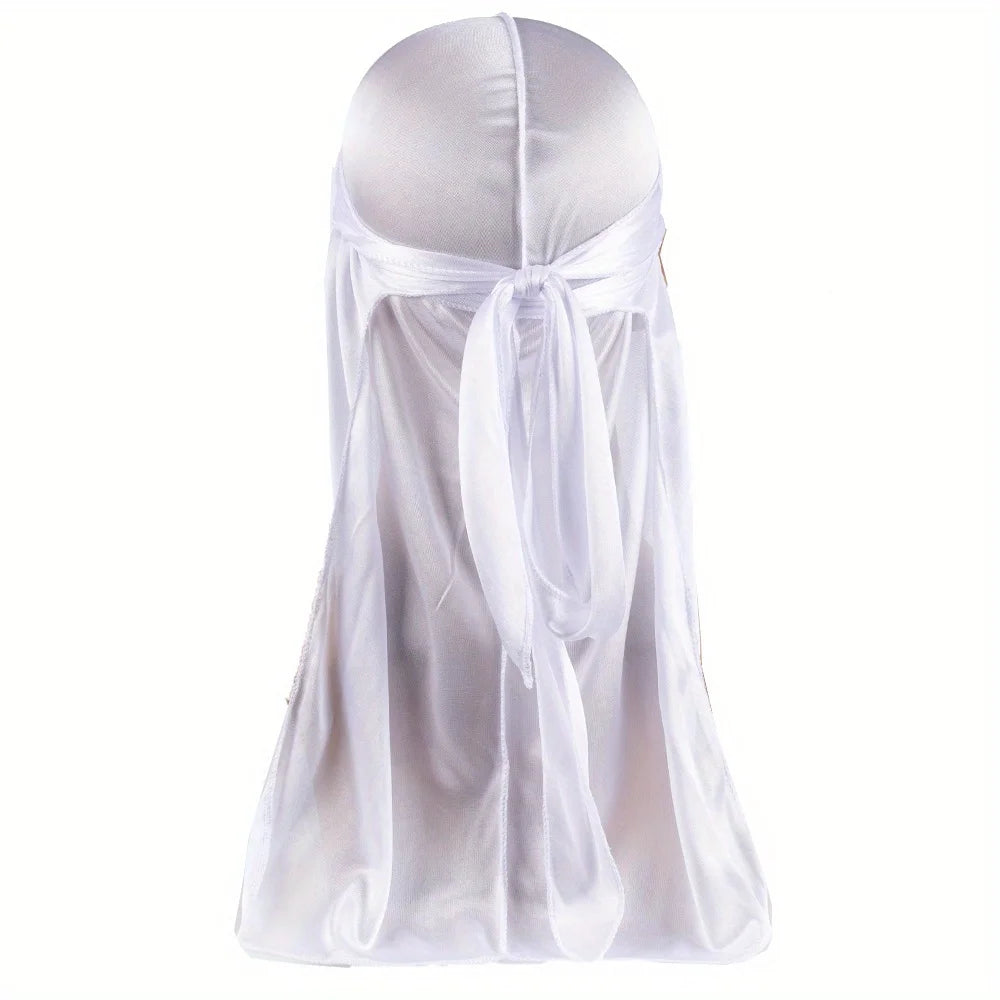 Boné de Seda Durag para Homens Bandana Silky DuRag Doo Rag Long Tail Waves Cap