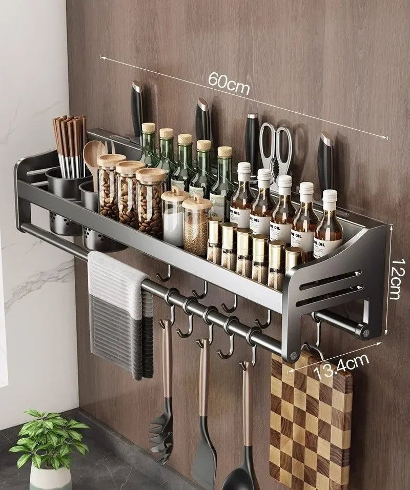 Rack de armazenamento multifuncional Suporte de tábua de corte Utensílios de parede para rack de temperos de cozinha Suporte de colher organizar