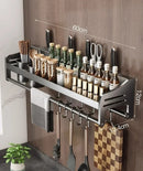 Rack de armazenamento multifuncional Suporte de tábua de corte Utensílios de parede para rack de temperos de cozinha Suporte de colher organizar