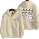 Sanrio Anime Bonito Impresso Hoodies Mulheres Dos Desenhos Animados Hello Kitty Y2k Estudantes Coreanos Moletom Solto Moda Doce Cardigan Roupas