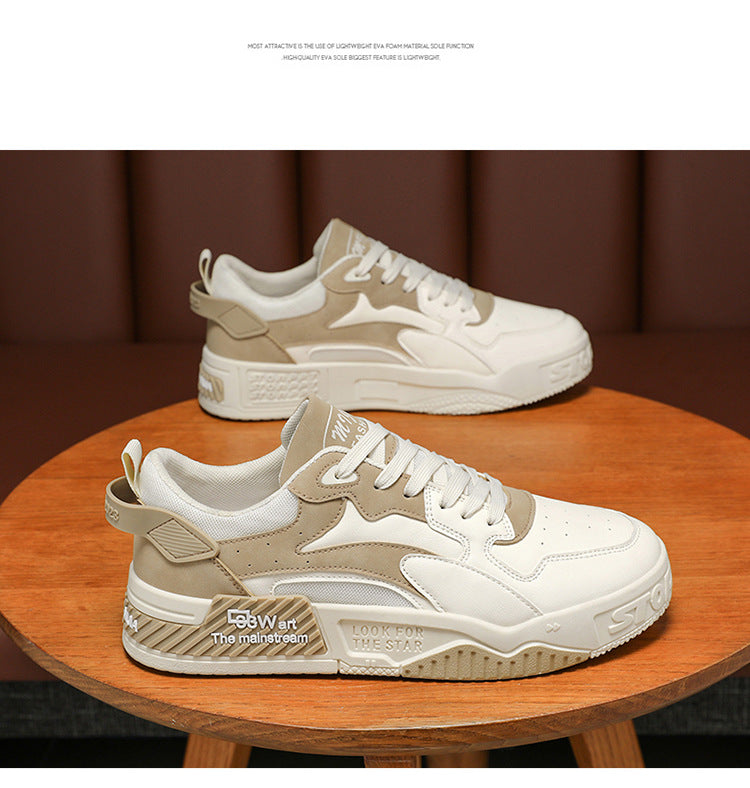 Novos Tênis Masculinos de Outono Sapatos de Plataforma Confortáveis Masculinos 2023 Tendência Lace-up Sapatos Vulcanizados Branco Tênis Casuais Tênis