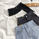 Coreano Shorts Jeans Mulheres Moda Verão Casual Cintura Alta Rasgado Jeans Bolso Borla Y2K Hot Pants Streetwear Calças Azuis