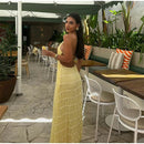 Elegante Plissado Halter Vestidos Longos Mulheres Retro Sexy Slim Sem Mangas Sem Encosto Vestido de Praia Feminino Chic Party Holiday Vestidos