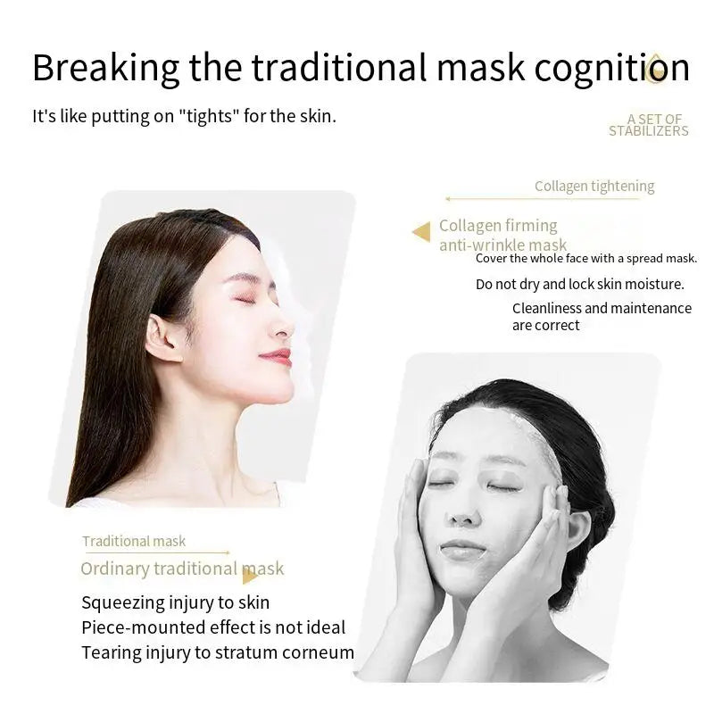 1 Caixa de Máscara em Pó Liofilizado de Peptídeo de Colágeno Set Levanta e Firme o Rosto em V Ácido Hialurônico Clareia, Hidrata e Rejuvenesce a Pele
