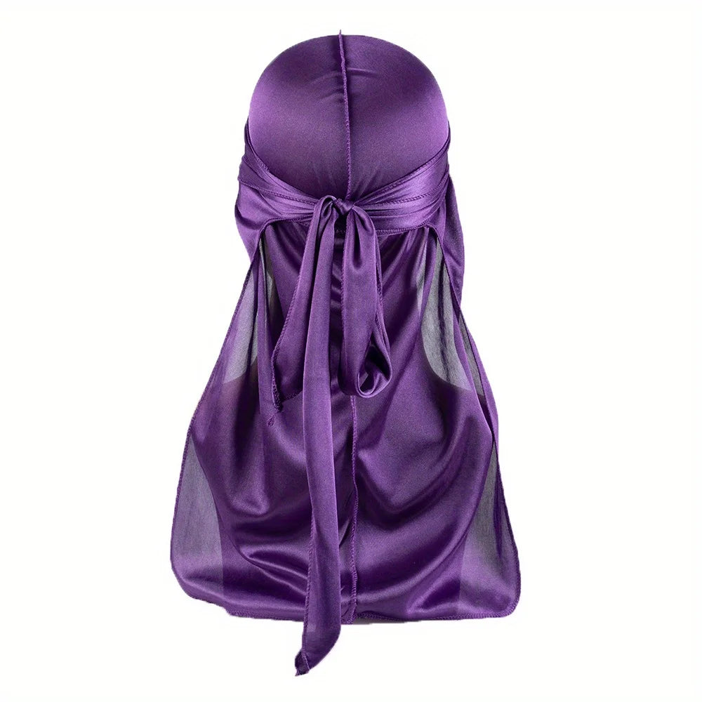 Boné de Seda Durag para Homens Bandana Silky DuRag Doo Rag Long Tail Waves Cap