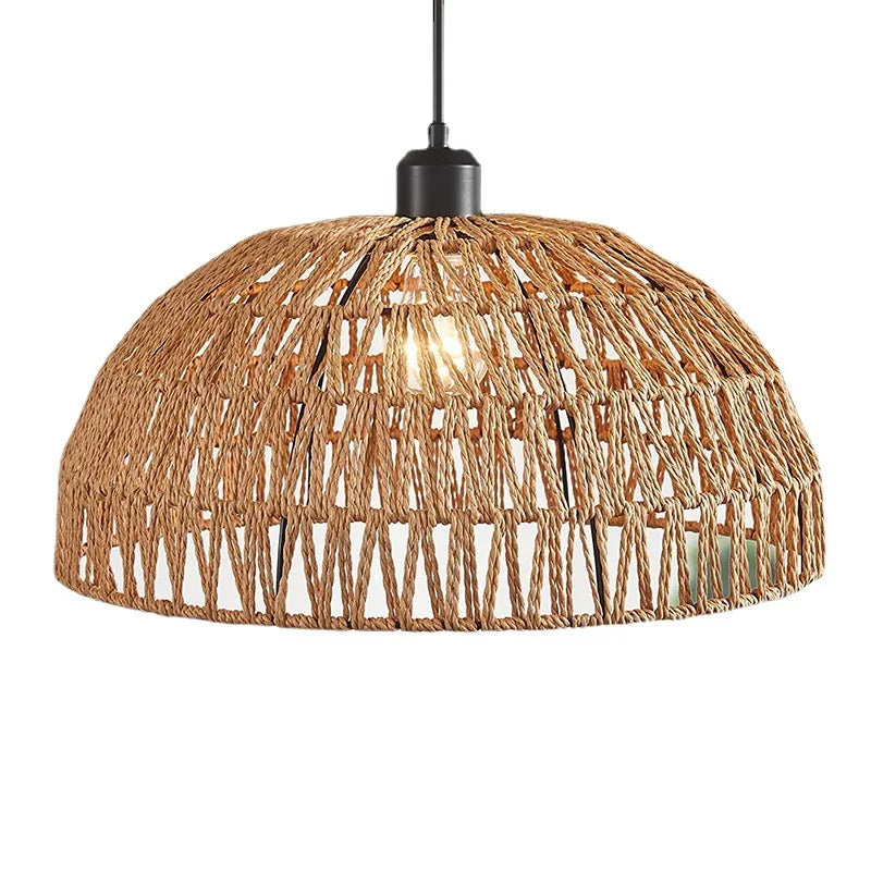 Mais novo estilo japonês corda de cânhamo tecida luzes pendentes B&B restaurante pastoral sala de chá pousada bar quarto rattan iluminação interna Quente