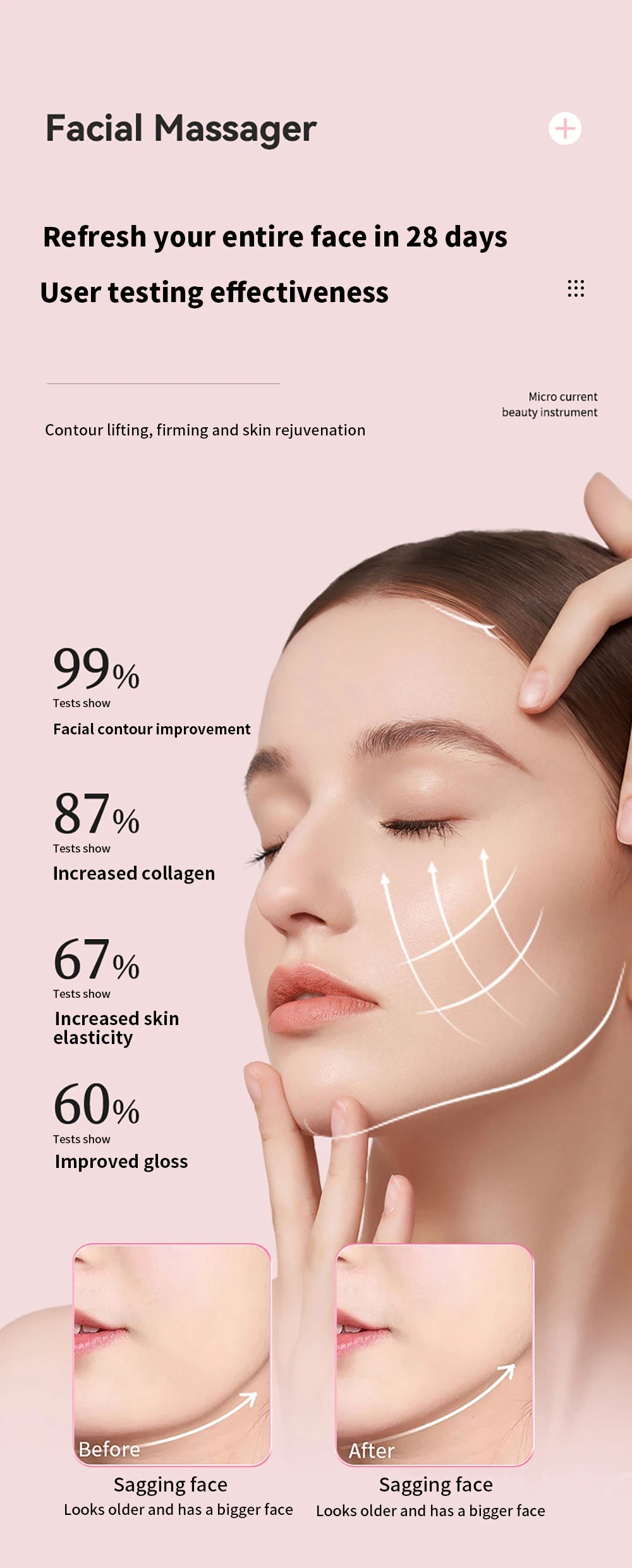 Massageador Facial Elétrico 3D com Microcorrente
