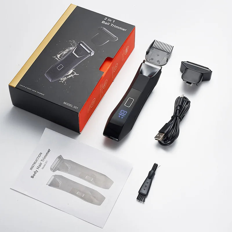 RESUXI 2 em 1 Aparador de Cabelo Elétrico Masculino Body Grooming Clipper Virilha Depiladora Púbica Lâmina de Cerâmica À Prova D'Água Macho Barbeador