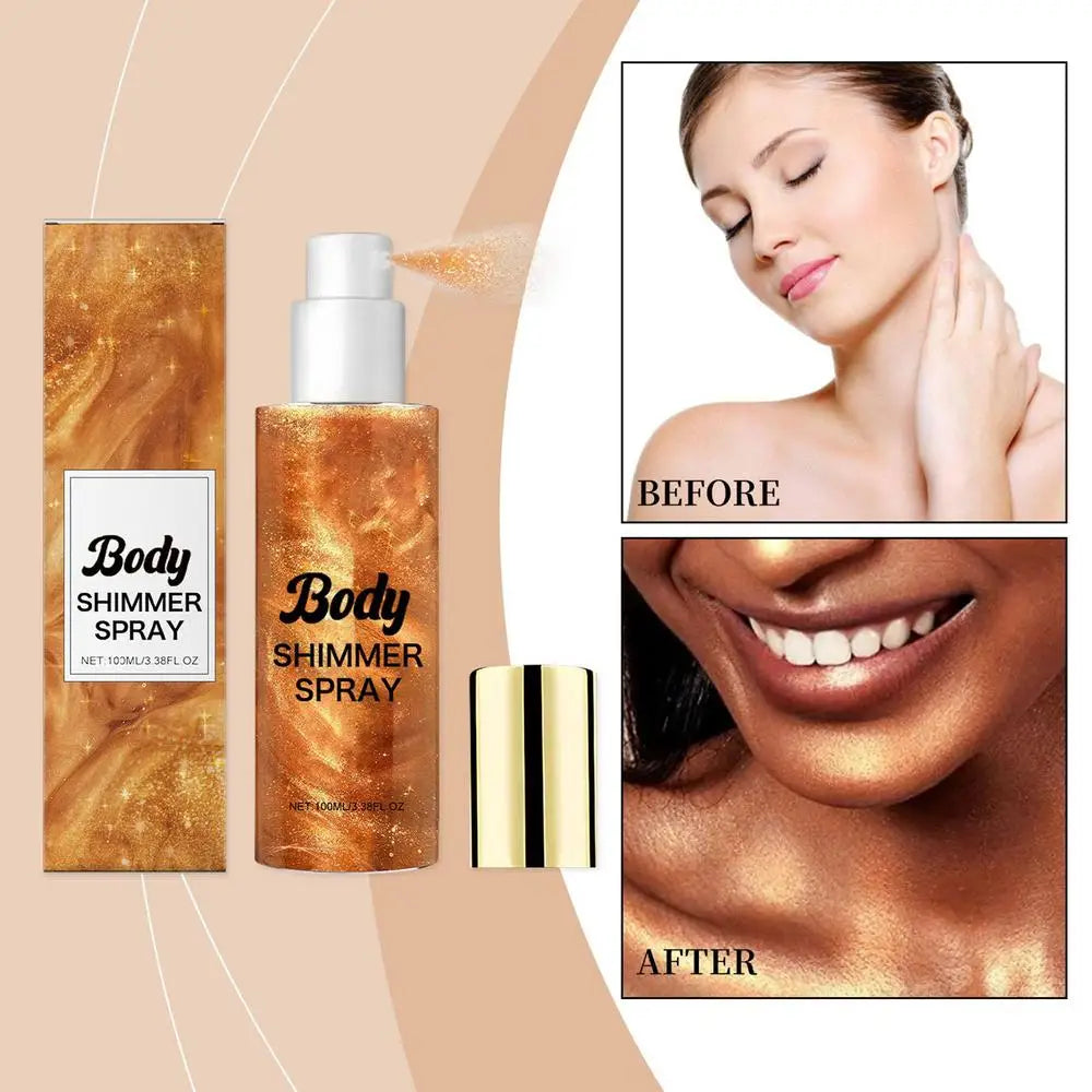 Spray de Brilho Corporal Bronze Iluminador Corporal