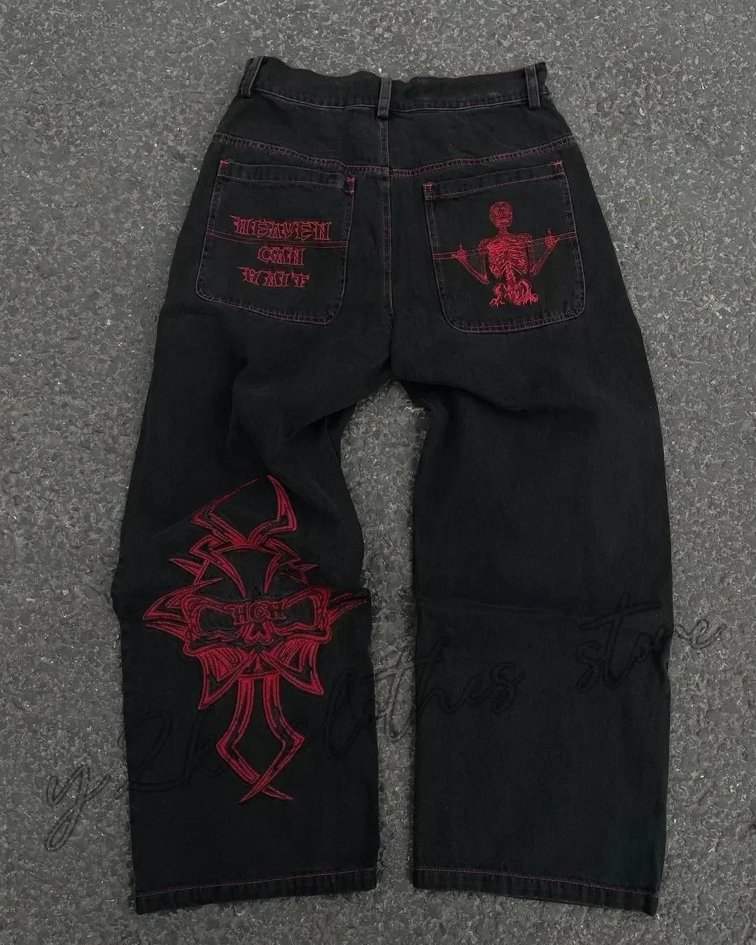 Moda americana 2025 Southpole New Y2k Branco Homens Estampado Jeans Gótico Retro Calças Soltas Calças Largas Casuais de Rua Calça Jeans Casal