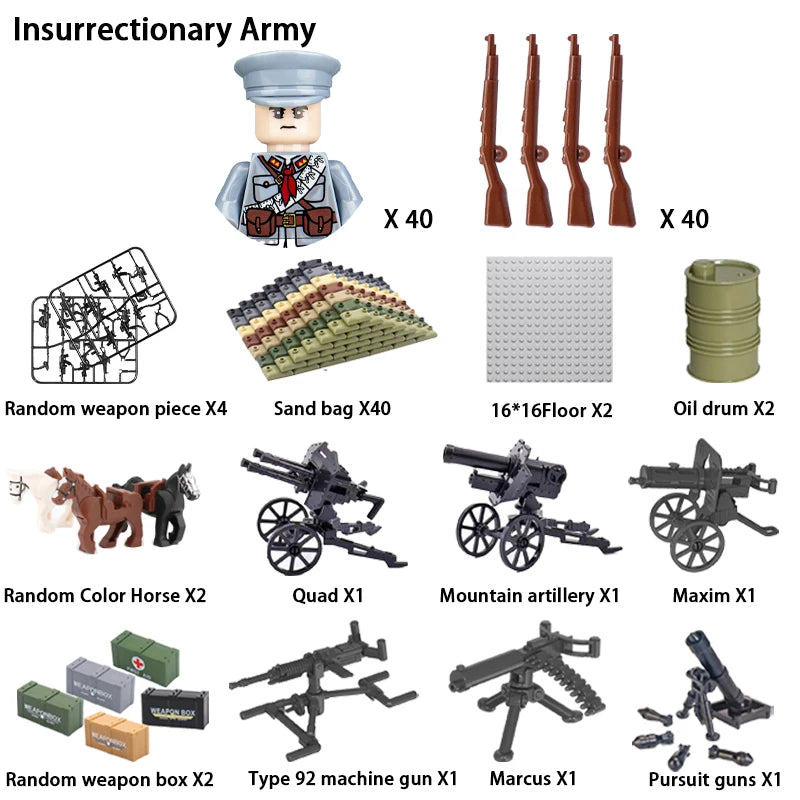 40 pcs/lote ww2 personagens militares wwii soldados do exército blocos de construção montagem de tijolos do exército nacional armas brinquedos para crianças